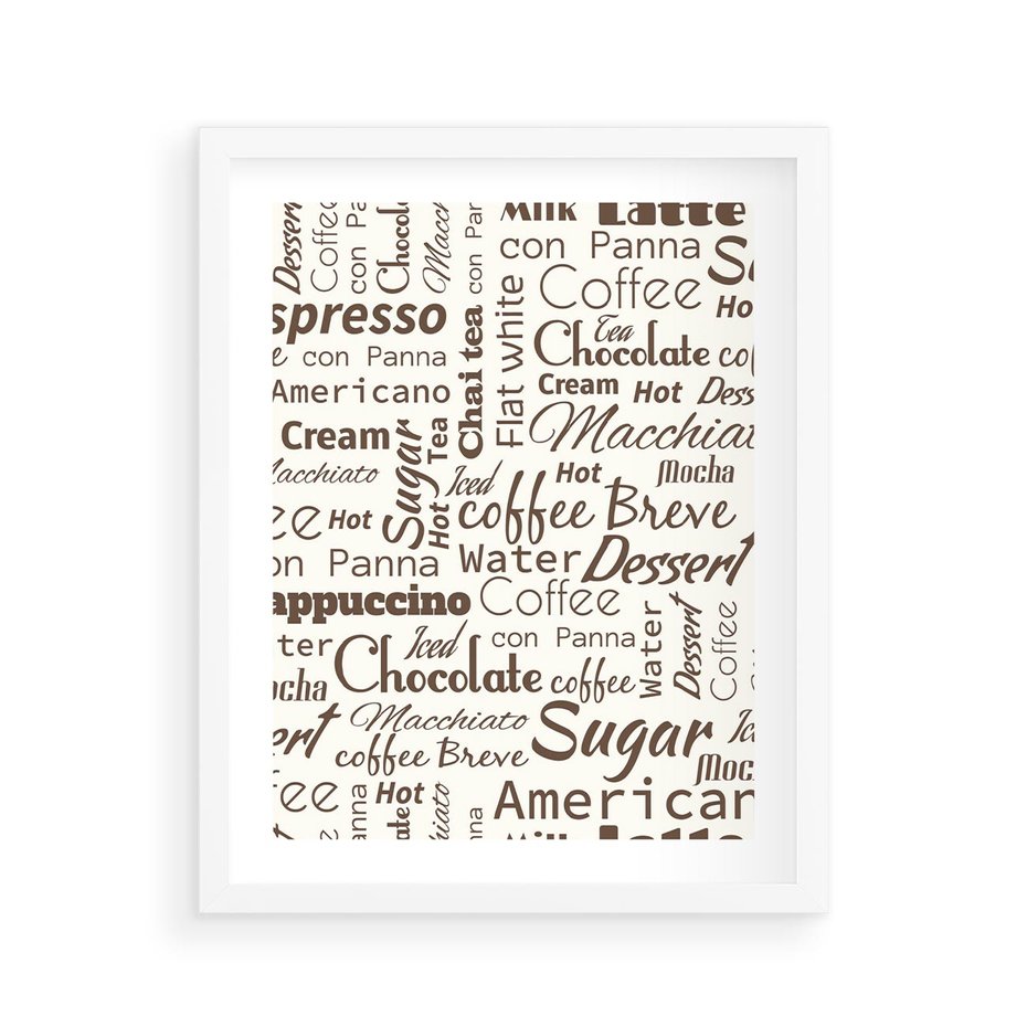 Plakat w ramie 40x50 - Kawa w Stylu Coffee - kawa, coffee - rama biała
