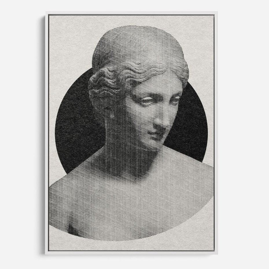 Obraz w ramie 70x100 - Sztuka Zeszłych Czasów - antyczna rzeźba kobiety, posąg - rama biała