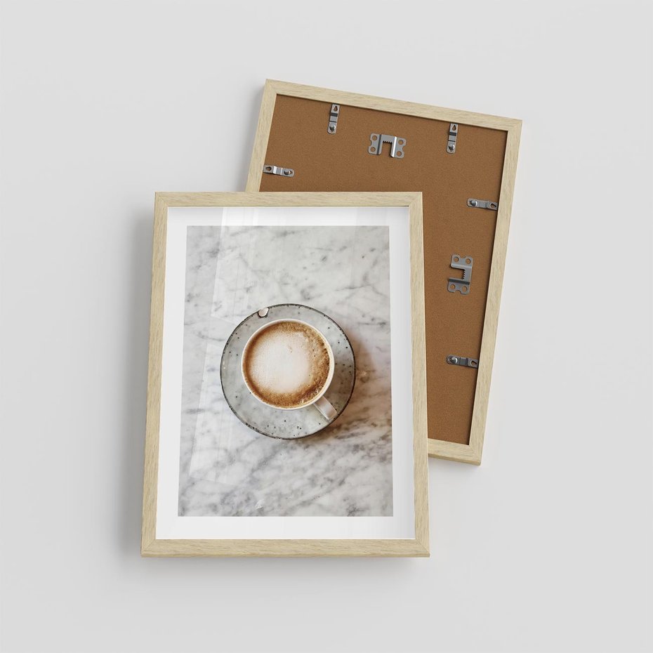 Plakat w ramie 30x40 - Kawa w Perfekcji - kawa w filiżance, cappuccino - rama drewno