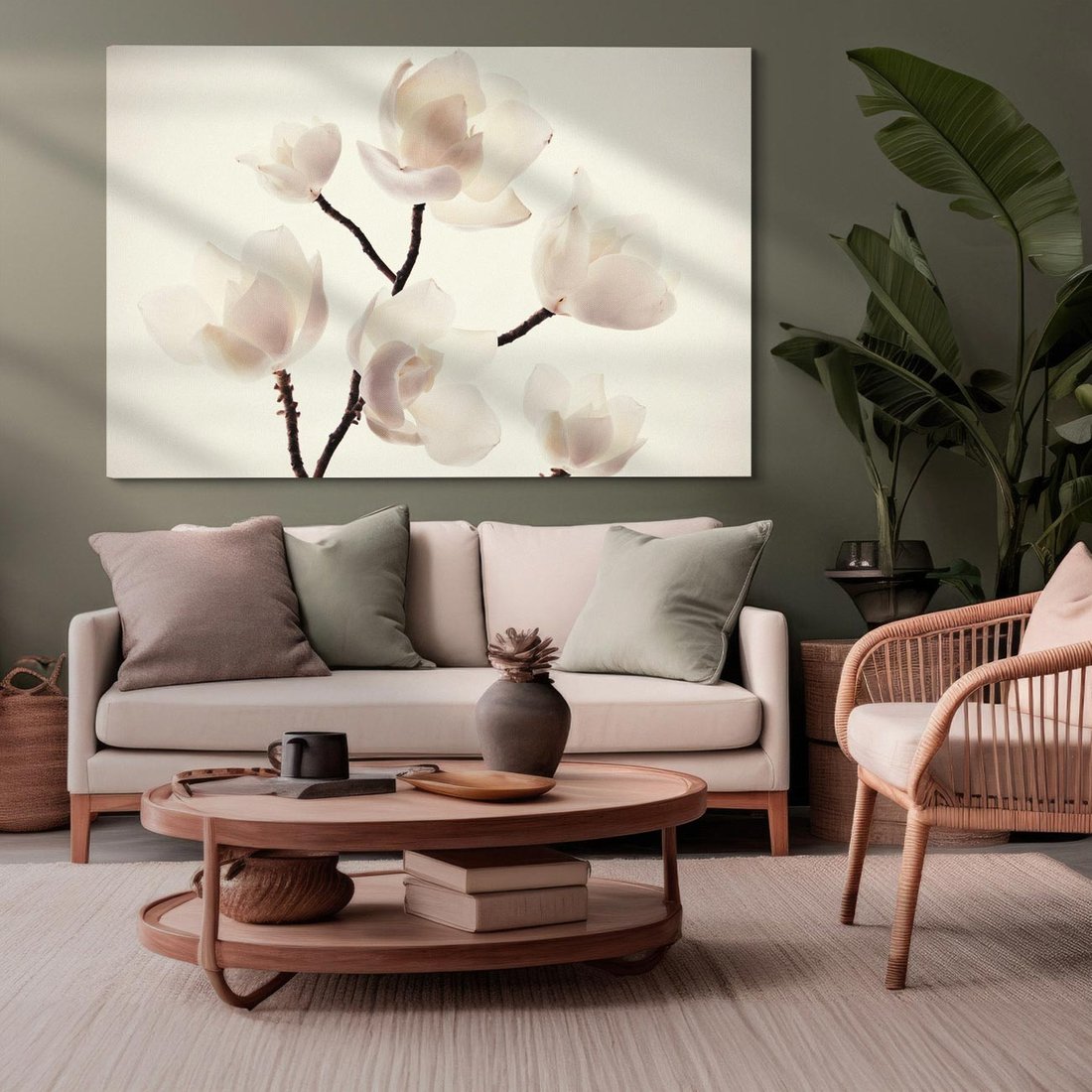 Obraz na płótnie 70x50 - Elegancja Natury - magnolia, białe