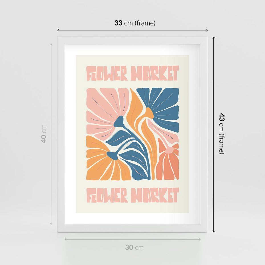 Plakat w ramie 30x40 - Spójny Dysonans - pastelowe kolory, typografia - rama biała