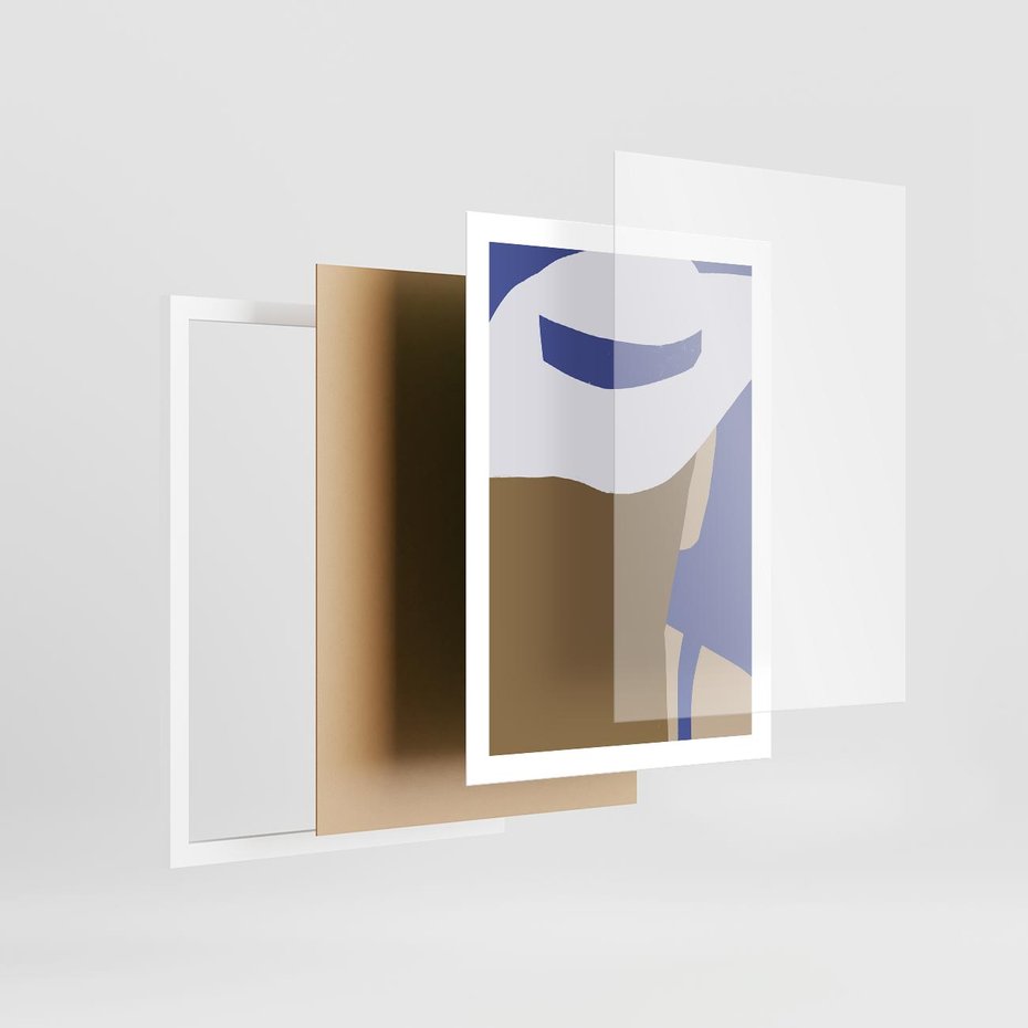 Plakat w ramie 50x70 - Kobiecy Wiatr - plakat retro, kobieta w kapeluszu - rama biała