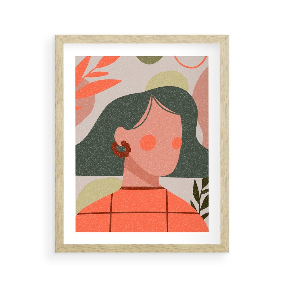 Plakat w ramie 40x50 - Kobiecy Portret Duszy - nowoczesny plakat, styl retro - rama drewno