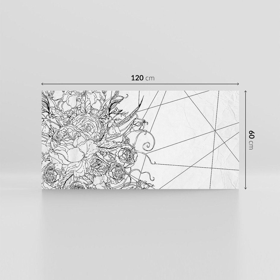 Obraz na płótnie 120x60 - Refleksje w martwym punkcie - graficzny szkic, kompozycja kwiatów