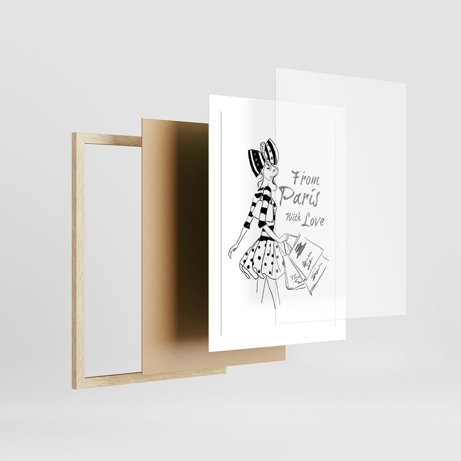 Plakat w ramie 30x40 - Paryż - Miasto Romantycznej Grafiki - Paryż, Paris - rama drewno