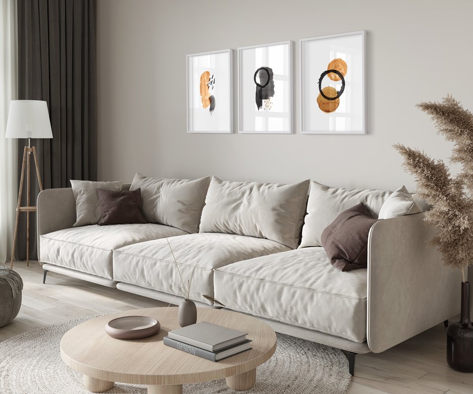 Zestaw obrazy w ramie 50x70 galeria - Japońska, abstrakcja, minimalizm - rama biała