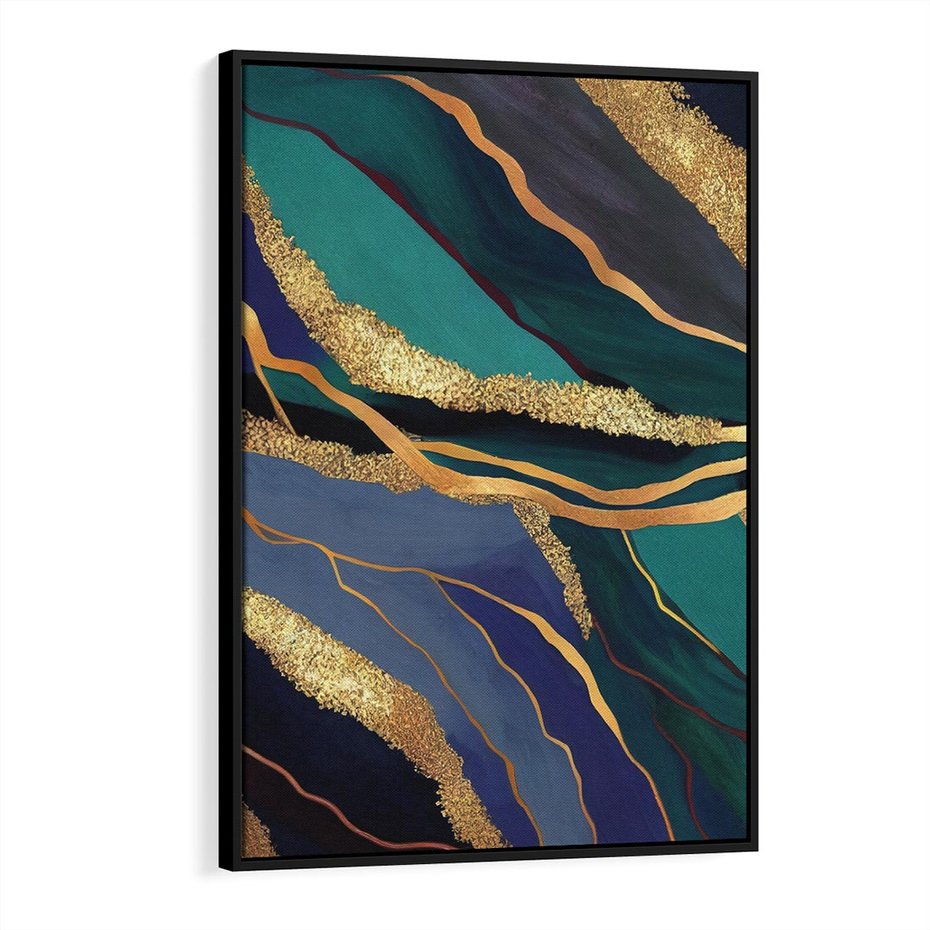 Obraz w ramie 50x70 - Sztorm malarskich emocji - marmur, abstrakcyjna grafika - rama czarna