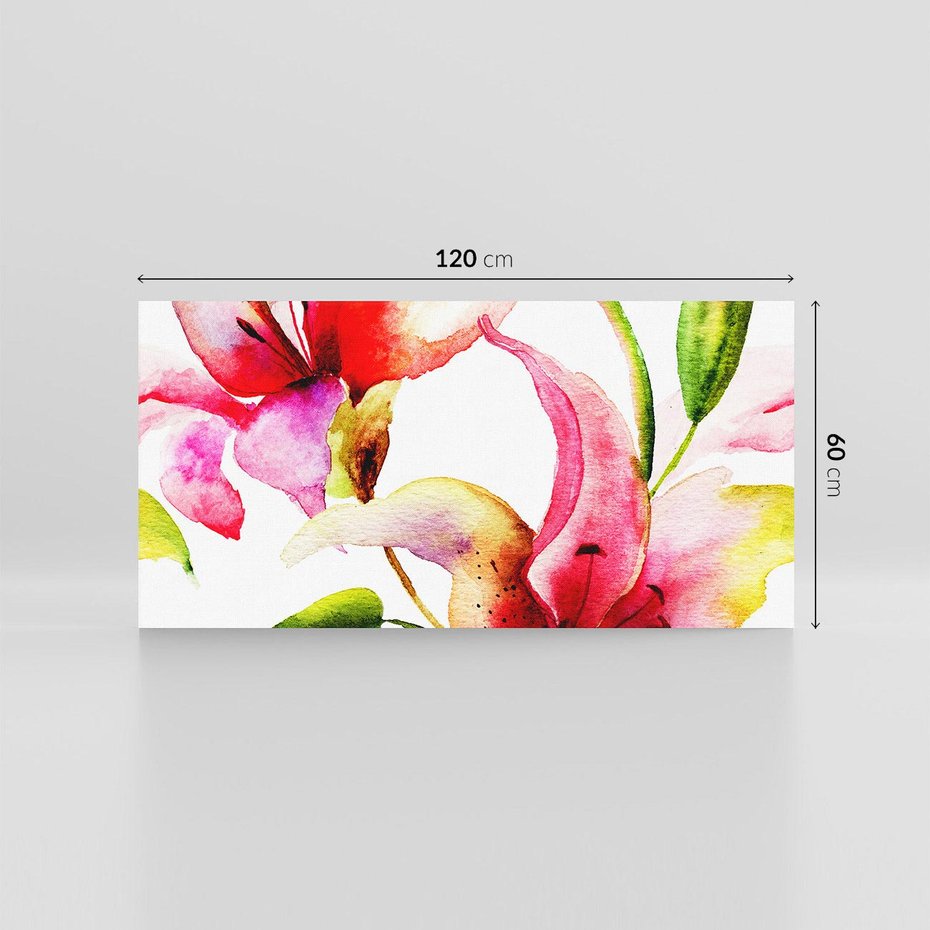 Obraz na płótnie 120x60 - Kwiaty w akwareli - delikatne piękno - kwiaty, akwarela