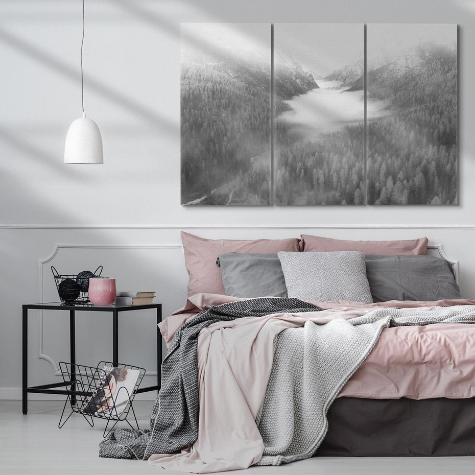 Obraz na płótnie 120x80 - Szare Góry - zamglony krajobraz, las