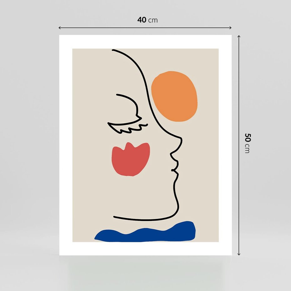 Plakat bez ramy 40x50 - Taniec Przenikających Plam - abstrakcyjny obraz, przypomina twarz