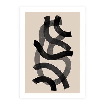 Plakat bez ramy 21x30 - Strukturalne Odbicia Innowacji - zaplątane minimalistyczne linie, na bezowym tle