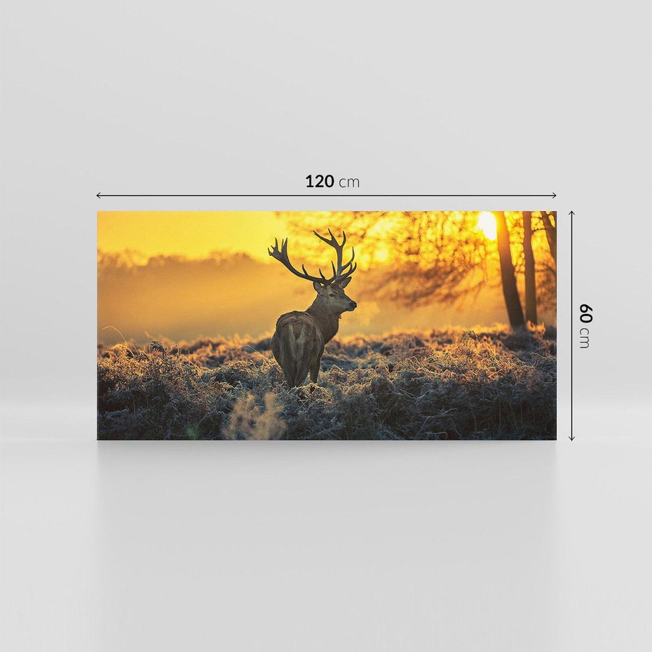 Obraz na płótnie 120x60 - Jesienne Spotkanie w Lesie - jeleń, jesień