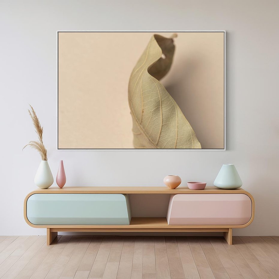 Obraz w ramie 120x80 - Boho suszone liście - suszony, liść - rama biała