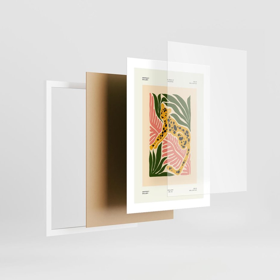Plakat w ramie 30x40 - Rozkwitające Odbicia - nowoczesny plakat, gepard - rama biała