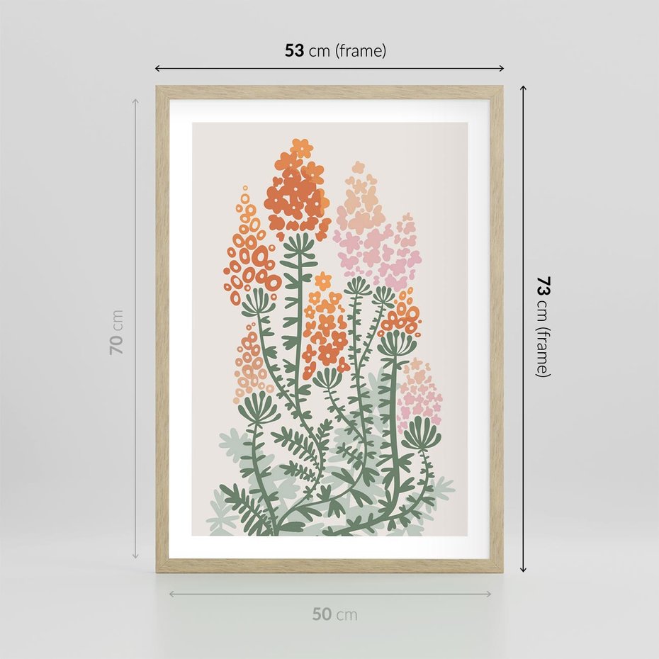 Plakat w ramie 50x70 - Kwiatowe Uniesienia - kwiaty polne, plakat - rama drewno