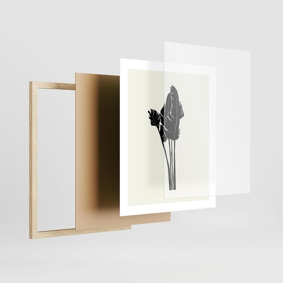 Plakat w ramie 40x50 - Elegancja Palm - nowoczesna sztuka, minimalistyczny styl - rama drewno