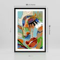 Plakat w ramie 50x70 - Wibracje Kształtów - abstrakcyjny portret kobiety, twarz - rama czarna