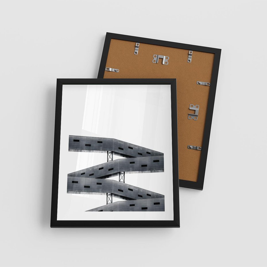 Plakat w ramie 40x50 - Monochromatyczna Sztuka Nowoczesnych Budynków - architektura, nowoczesne formy - rama czarna