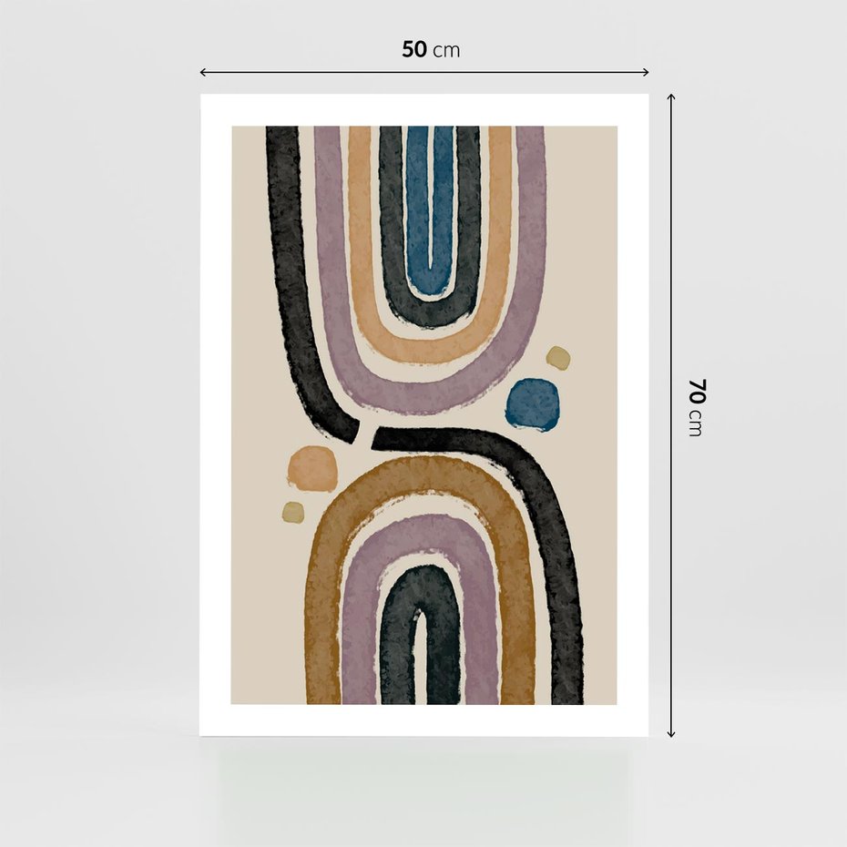 Plakat bez ramy 50x70 - Taniec Przenikających Kształtów - abstrakcyjne tęcze, kompozycja
