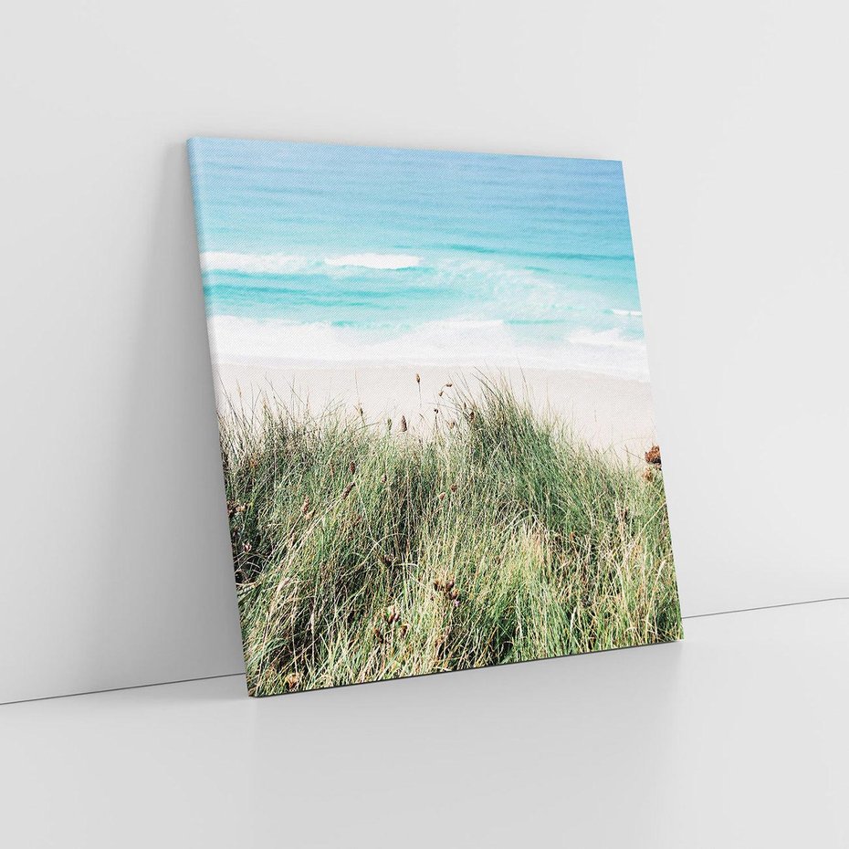 Obraz na płótnie 30x30 - Harmonia Natury - widok z wydm, wydmy porośnięte trawami