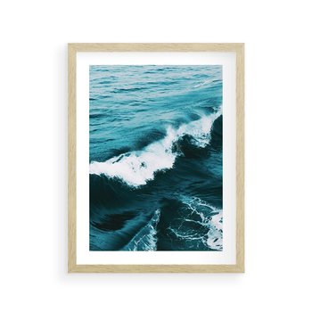 Plakat w ramie 30x40 - Wibracje Oceanu - turkusowy ocean, fale - rama drewno