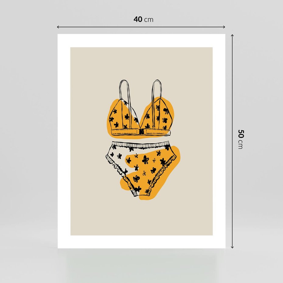 Plakat bez ramy 40x50 - Minimalistyczny Szkic Bielizny - minimalistyczna grafika, szkic bielizny