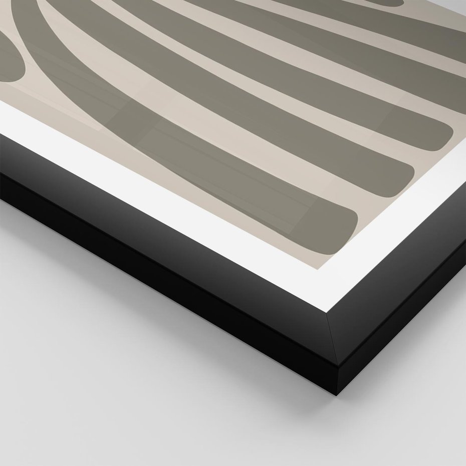 Plakat w ramie 40x50 - Beżowa Delikatność - nowoczesna sztuka, plakat modern - rama czarna