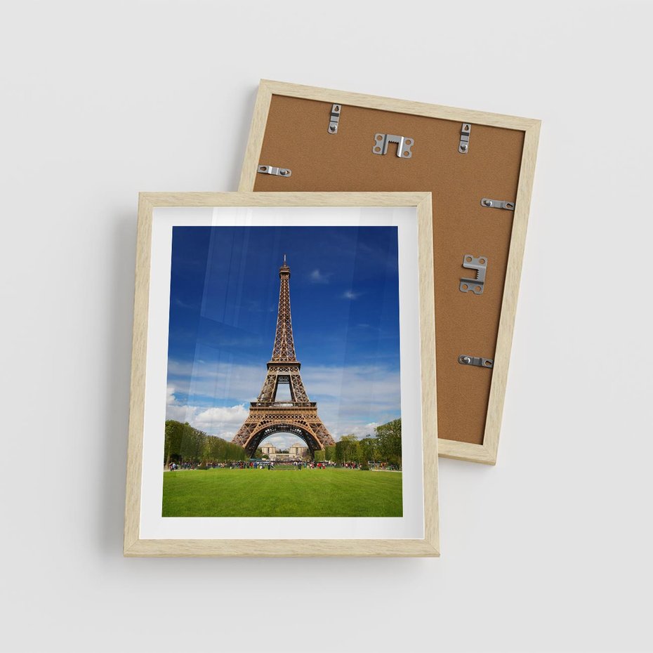 Plakat w ramie 40x50 - Eiffla: symbole Paryża - Eiffla, Paryż - rama drewno
