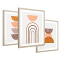 Zestaw obrazy w ramie 50x70 galeria - Abstrakcyjne, kształty, boho - rama drewno