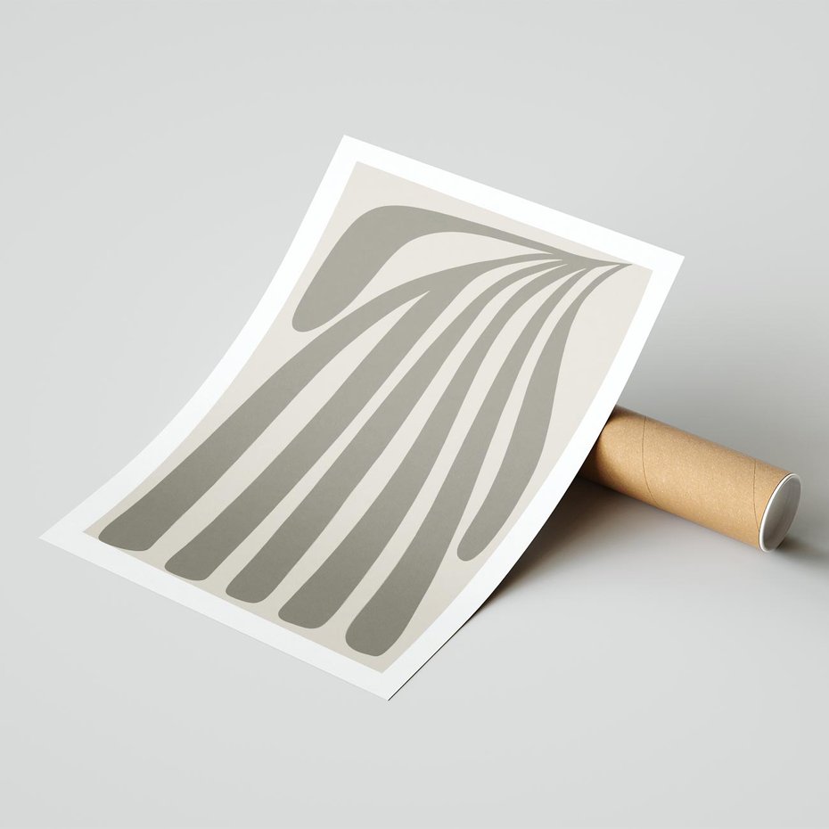 Plakat bez ramy 21x30 - Beżowa Delikatność - nowoczesna sztuka, plakat modern