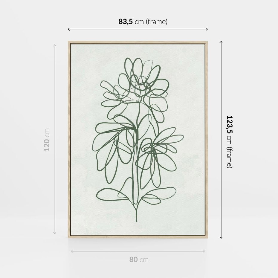 Obraz w ramie 80x120 - Spokojne Poddanie Naturze - zielony plakat, roślinne inspiracje - rama drewno