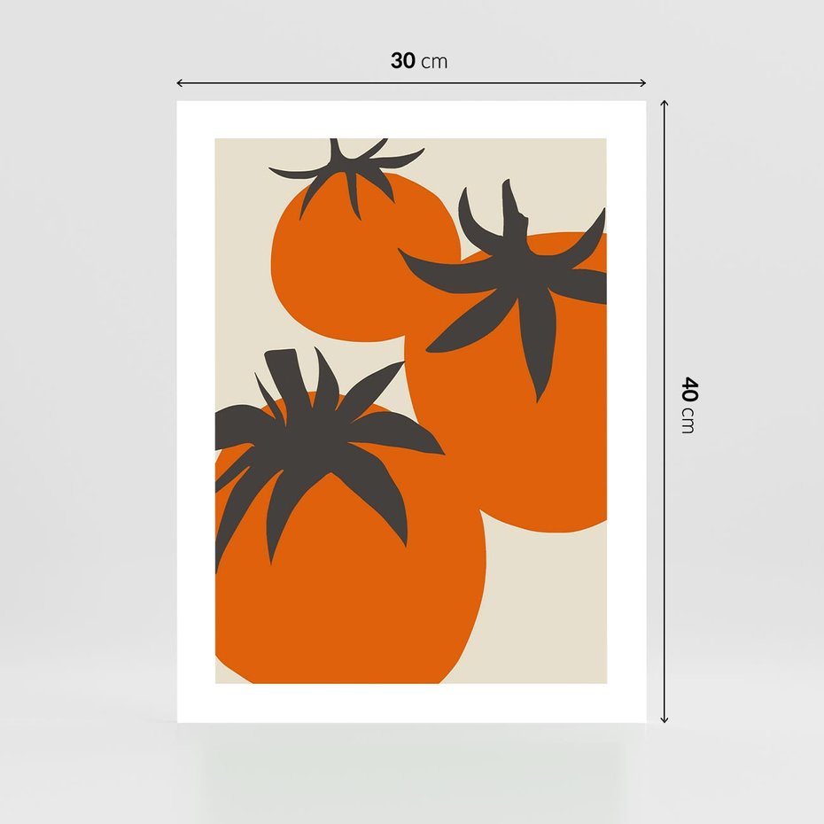 Plakat bez ramy 30x40 - Jadalne Kształty - nowoczesny plakat do kuchni, pomidory