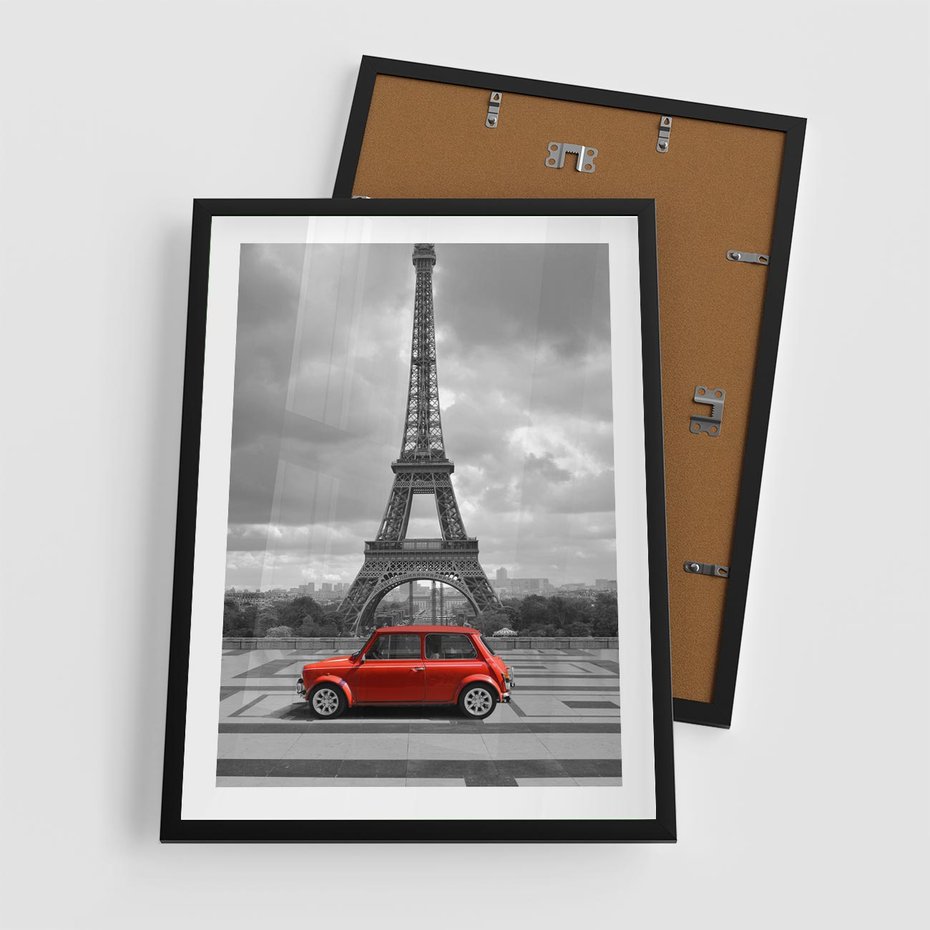 Plakat w ramie 50x70 - Paryż z wieżą Eiffla w tle - Paryż, Eiffla - rama czarna