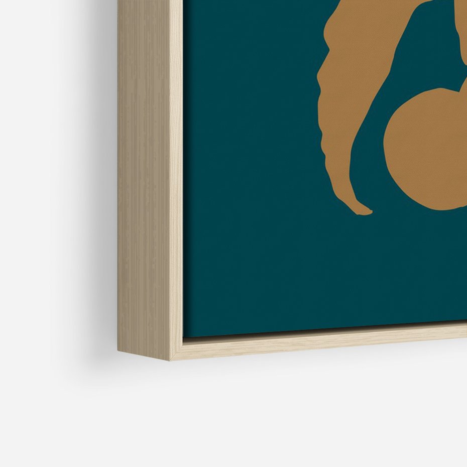 Obraz w ramie 80x120 - Boho Ekspresja Emocji - abstrakcyjna boho grafika, ciemne zielone tłó - rama drewno