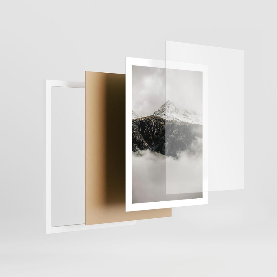 Plakat w ramie 50x70 - Zimowa Wielkość - górski krajobraz, zima w górach - rama biała