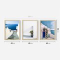 Zestaw obrazy w ramie 40x50 galeria - Santorini, białe, domki, morze - rama drewno