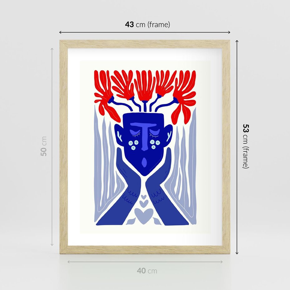 Plakat w ramie 40x50 - Nowoczesne Wcielenie Boho - etniczna maska, boho styl - rama drewno