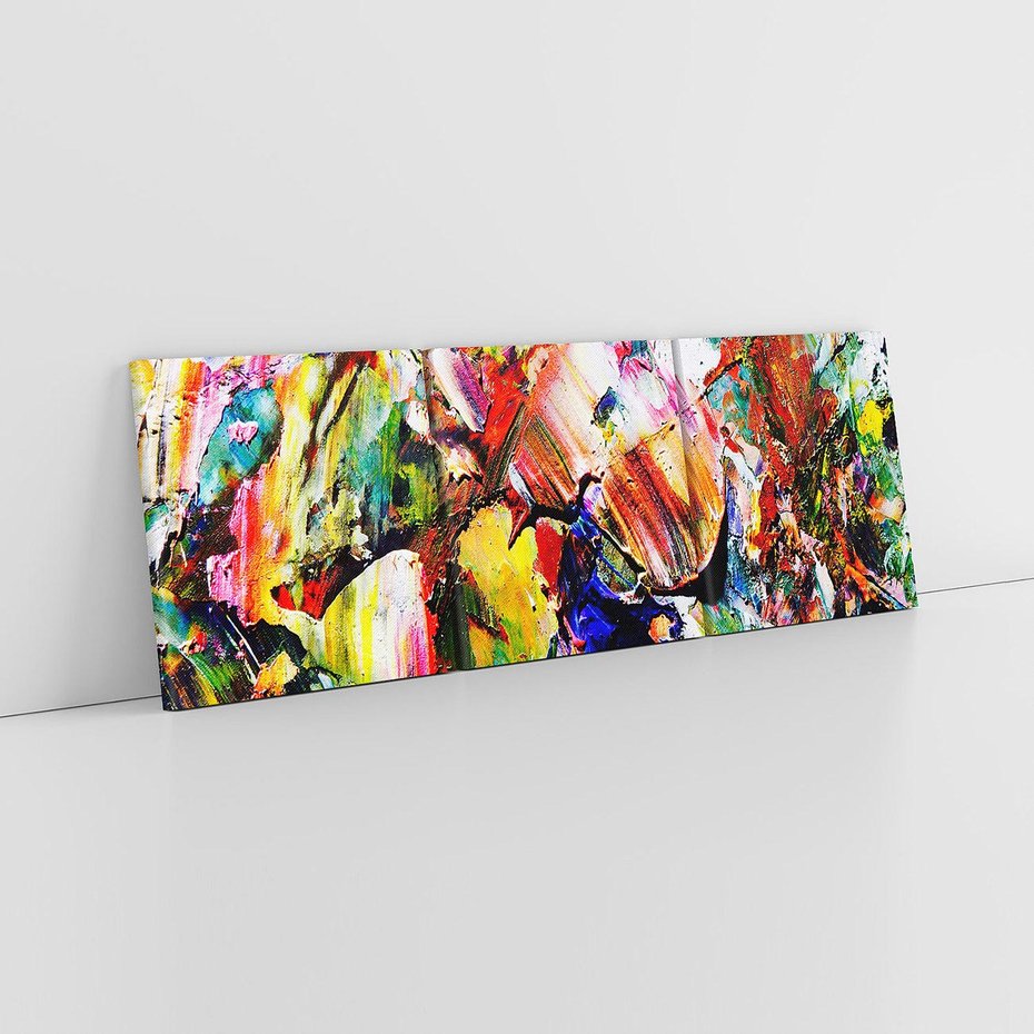 Obraz na płótnie 120x40 - Szalejące ognie kolorów - abstrakcja, farby olejne