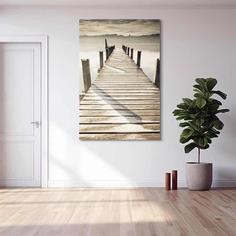 Obraz na płótnie 80x120 - Idylliczny pomost nad jeziorem - pomost, jezioro