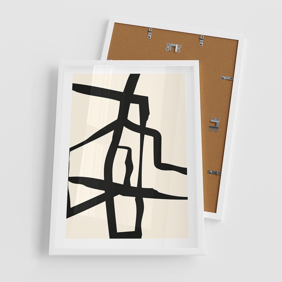 Plakat w ramie 50x70 - Impresje Wymiaru - linie, abstrakcja - rama biała