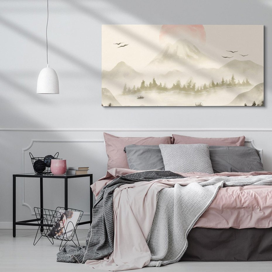 Obraz na płótnie 100x50 - Przyroda Japonii - japońska akwarela, góry