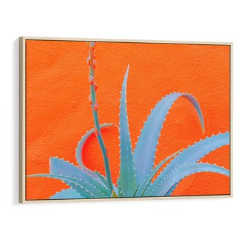 Obraz w ramie 120x80 - Naturalna Harmonia - kaktusy, liście - rama drewno