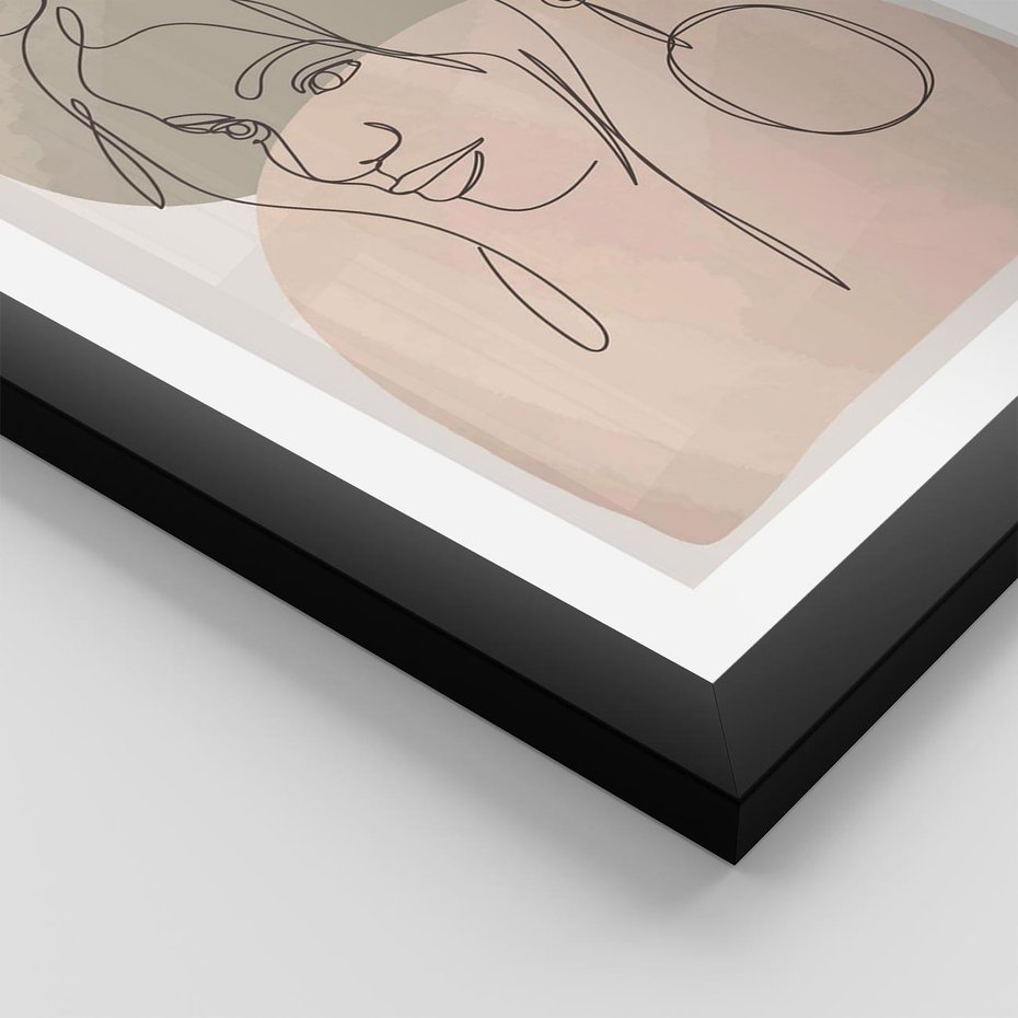 Plakat w ramie 30x40 - Kobieta w Linii: Akwarelowa Harmonia - kobieta one line, grafika - rama czarna