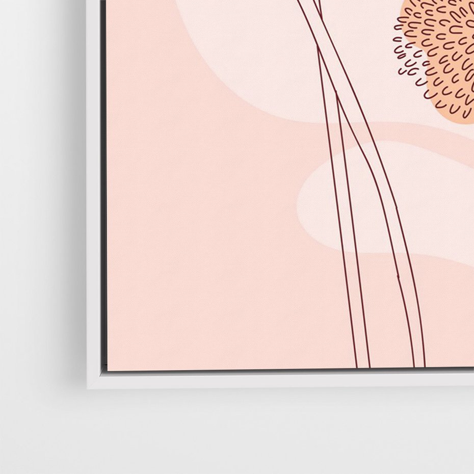 Obraz w ramie 50x70 - Rozkwitające Emocje - minimalistyczny plakat, pudrowe kwiaty - rama biała