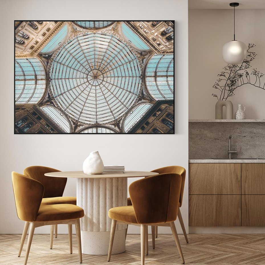 Obraz w ramie 100x70 - Magia Sklepienia - sklepienie, szklany dach - rama czarna