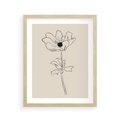 Plakat w ramie 40x50 - Przenikający Dialog - szkic kwiatu, mnimalistyczny szkic - rama drewno