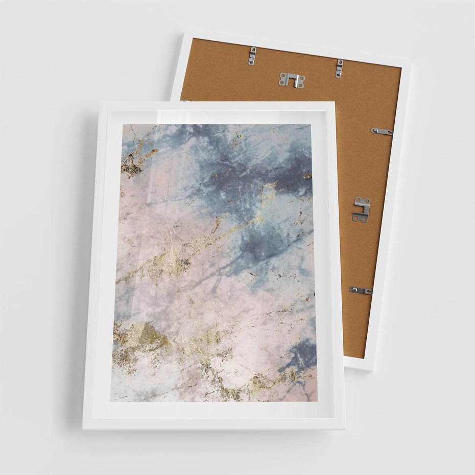 Plakat w ramie 50x70 - Luksusowa Dekoracja - marmur, złoto - rama biała