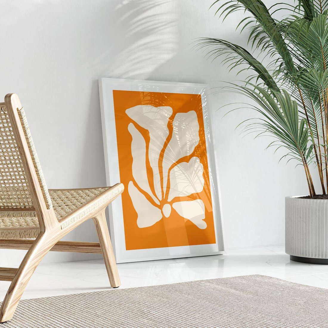 Plakat bez ramy 40x50 - Wibracje Barw - abstrakcyjny boho plakat, pomarańczowe tło