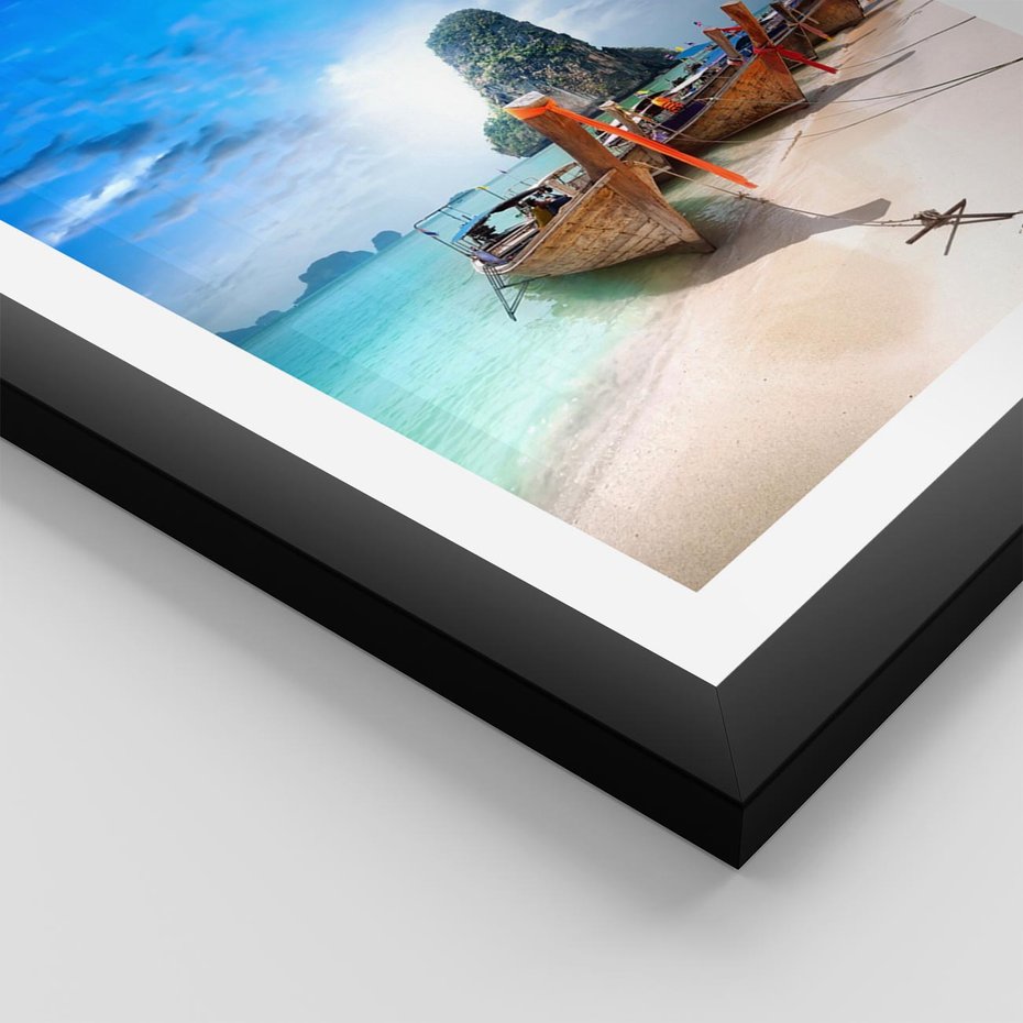 Plakat w ramie 40x50 - Morze na Łodzi - morze, łódź - rama czarna