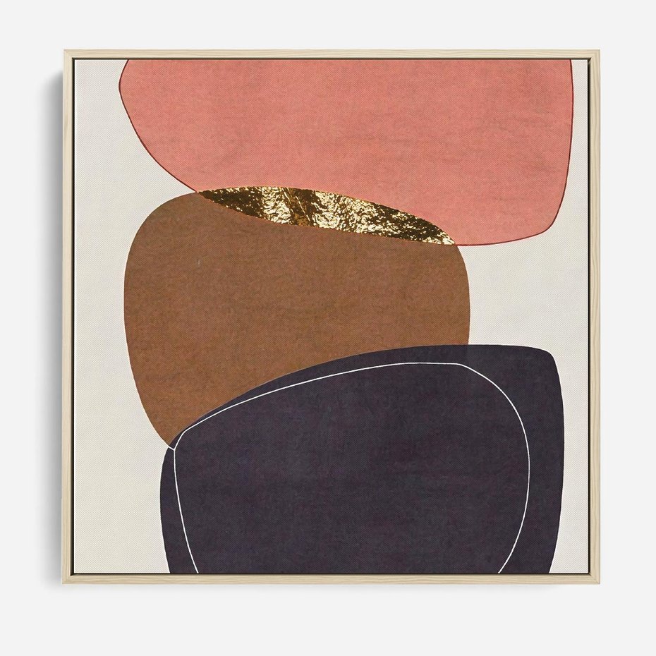 Obraz w ramie 80x80 - Rozkwitające Przenikające Formy - abstrakcyjny obraz, geometryczne formy - rama drewno